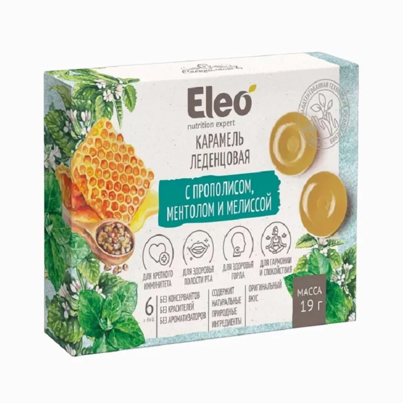 ELEO cukorka propolisszal, mentollal és citromfűvel, 6 db