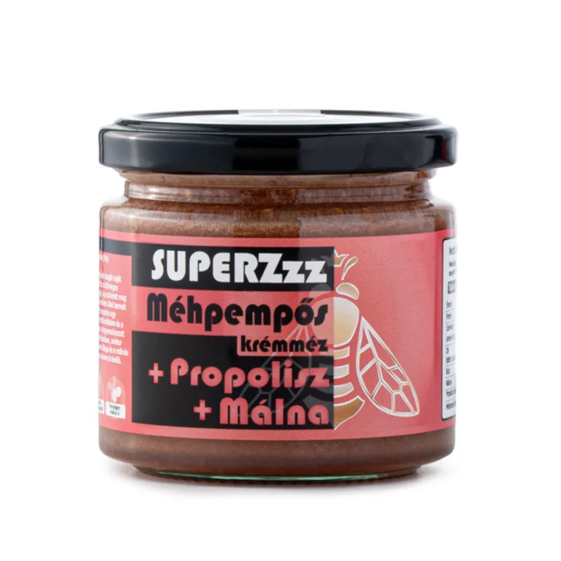 Mézzz SUPERZzz méhpempős krémméz + propolisz, liofilizált málnával, 250 g