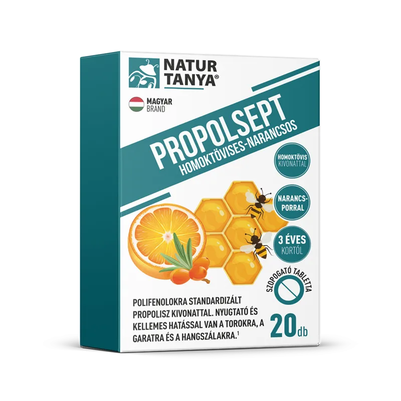Natur Tanya Propolsept homoktövises-narancsos szopogató tabletta, 20 db